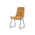 Modern Rattan Dining Chair with Black Metal Legs